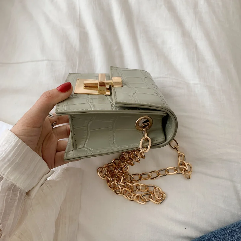 Stone Pattern MINI Crossbody Bags For Women Lock Messenger Shoulder Bag Lady Lipstick Handbags and Purses