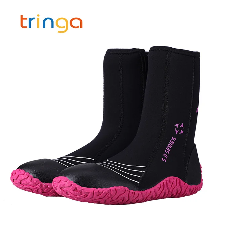 5 мм неопрена вулканизации высокая верхняя подводное погружение сапоги Холодостойкие противоскользящие
