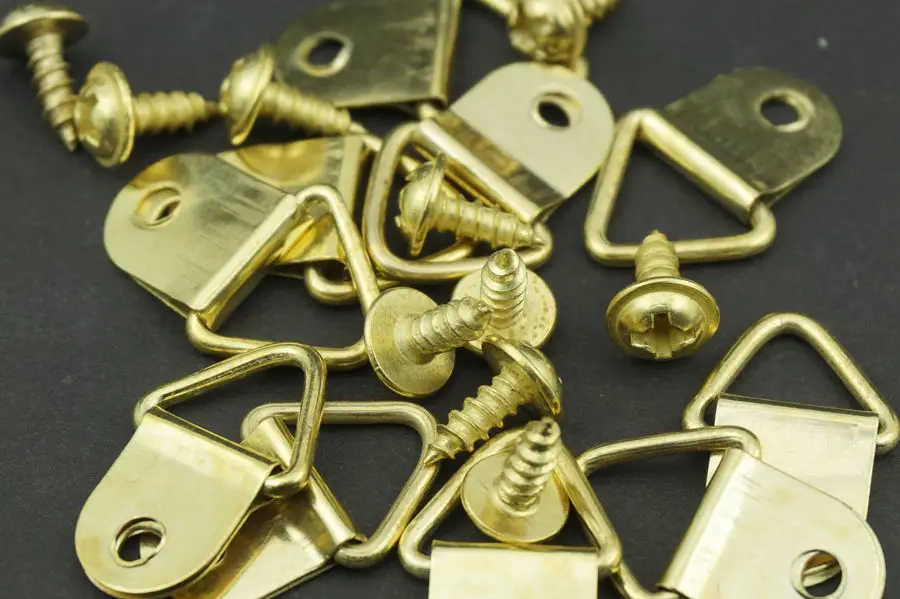 100 шт./лот золотистые треугольные D образные кольца подвесные картины маслом