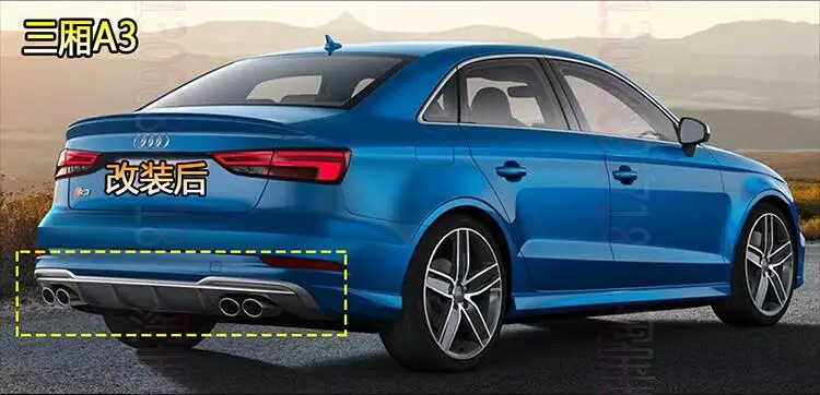 4 розетки PP задний бампер диффузор с выхлопная система для Audi A3 S3 Sline седан и Sportback