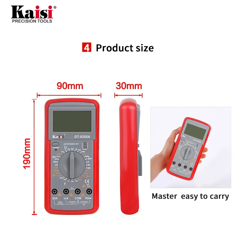 Kaisi DT-9205A Профессиональный ЖК-цифровой мультиметр электрический Ручной цифровой