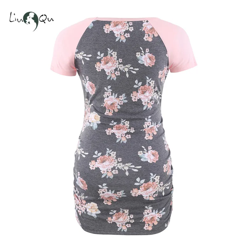 Блузка для беременных женщин футболка с коротким рукавом цветочным принтом