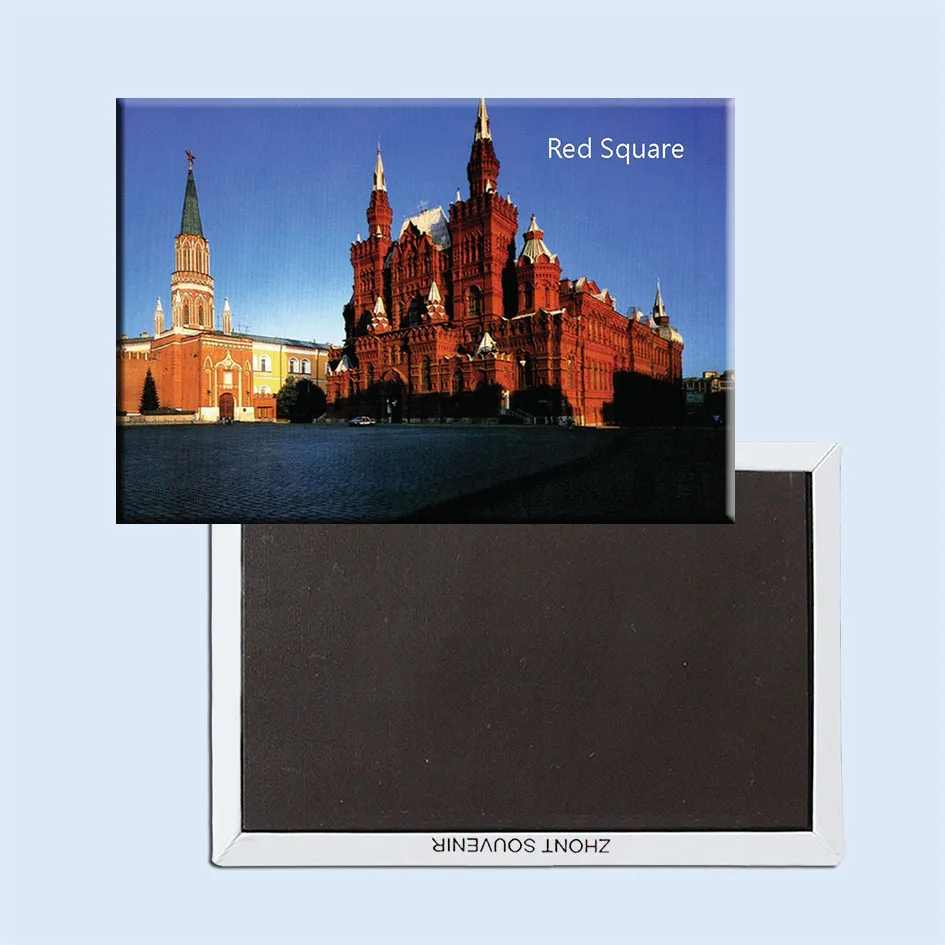 Туристические магниты Россия Москва красная Квадратная тарелка закат магнит на