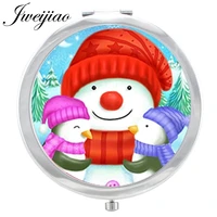 jweijiao snow man christmas hat and sled folding vanity mirror best wishes for best friends glass cabochon make up mirror d1050