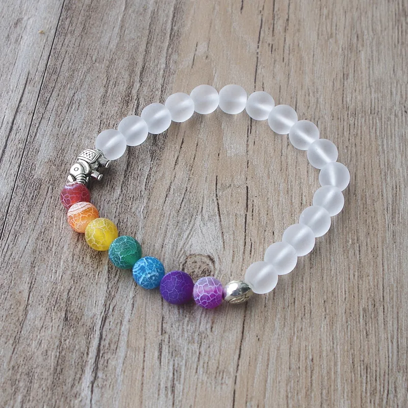 Женский и мужской браслет ручной работы из бисера 7 чакр белый слон молитва мала
