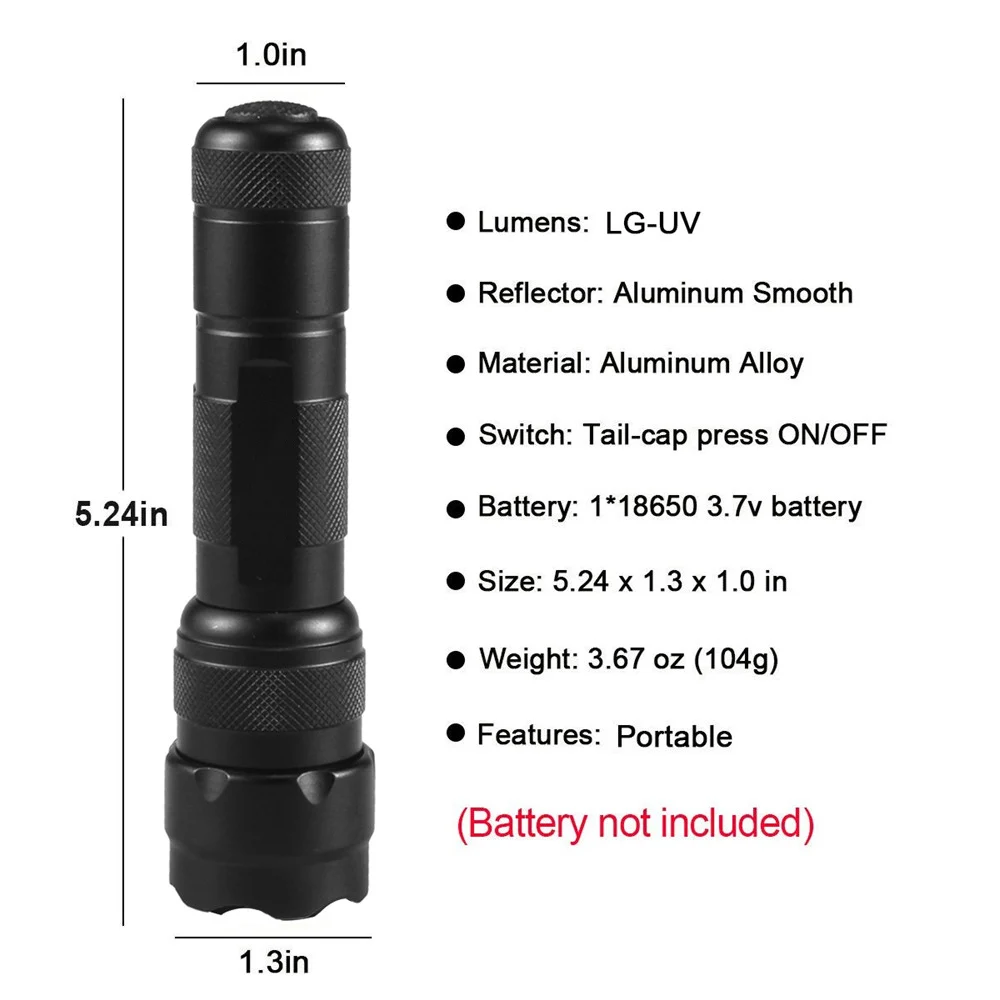 WF-502B 395-405nm высокое качество УФ-свет 1LED УФ-зум фонарик УФ-фонарик лампа
