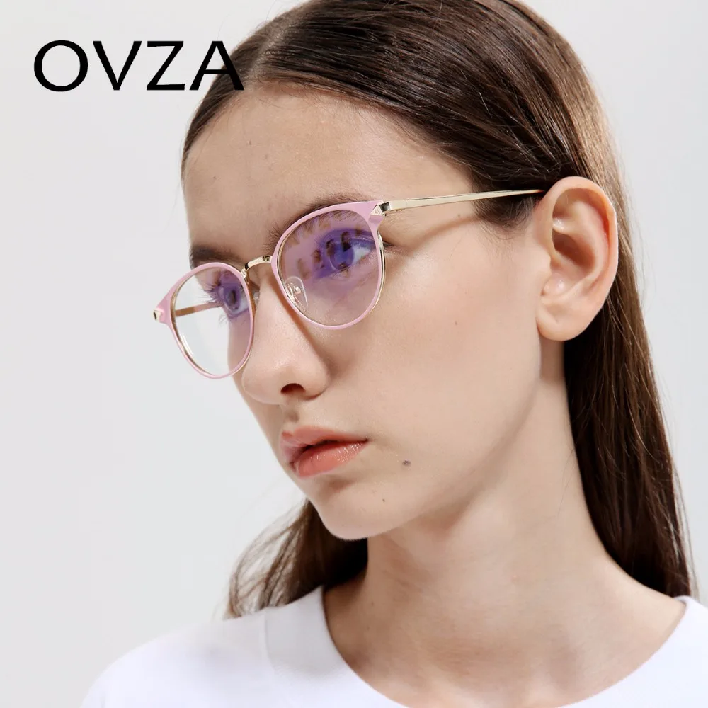 OVZA, очки со стрелками, оправа, прямоугольные женские очки, мужские Оптические Оправы, металлические золотистые очки, прозрачные линзы, S1059