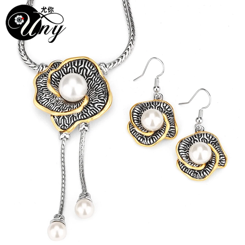 Uny Винтаж jewelries Наборы Элегантный комплект ювелирных изделий с искусственным