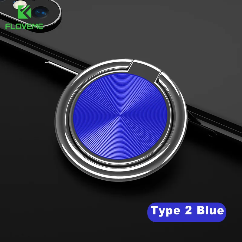 Type 2 Blue FLOVEME универсальный металлический держатель телефона с кольцом на палец для iPhone X 8 Магнитная сильная Адсорбция 360 Мобильная подставка для samsung Xiaomi - Цвет: Type 2 Blue