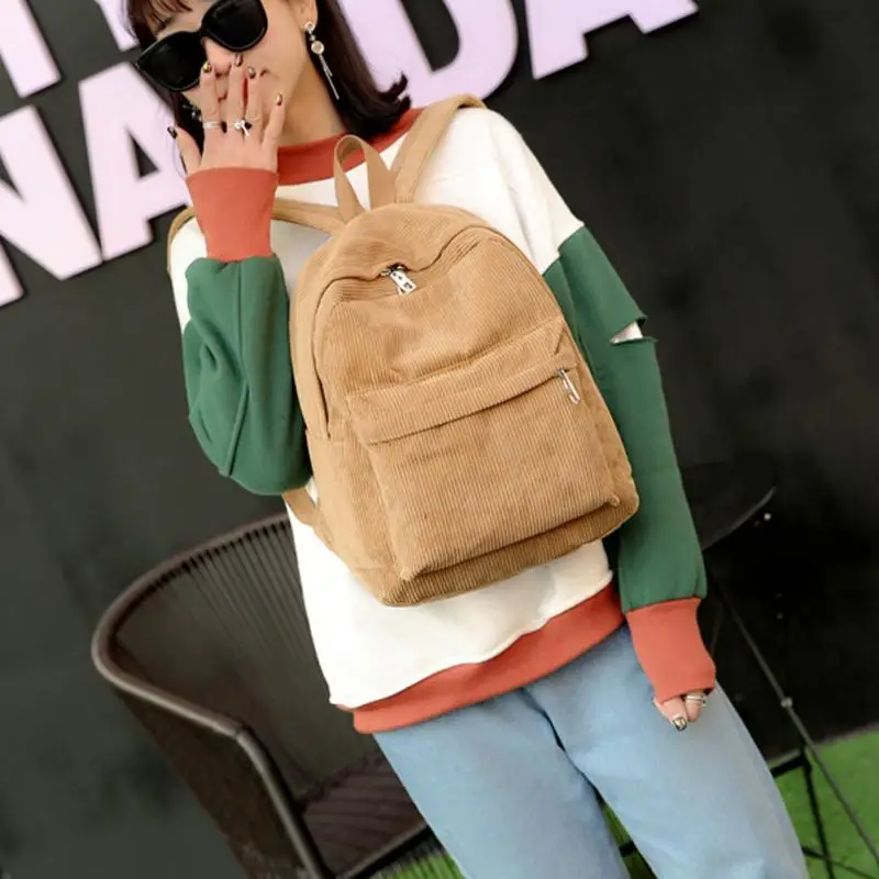 Повседневный женский рюкзак в стиле ретро однотонный из мягкого вельвета