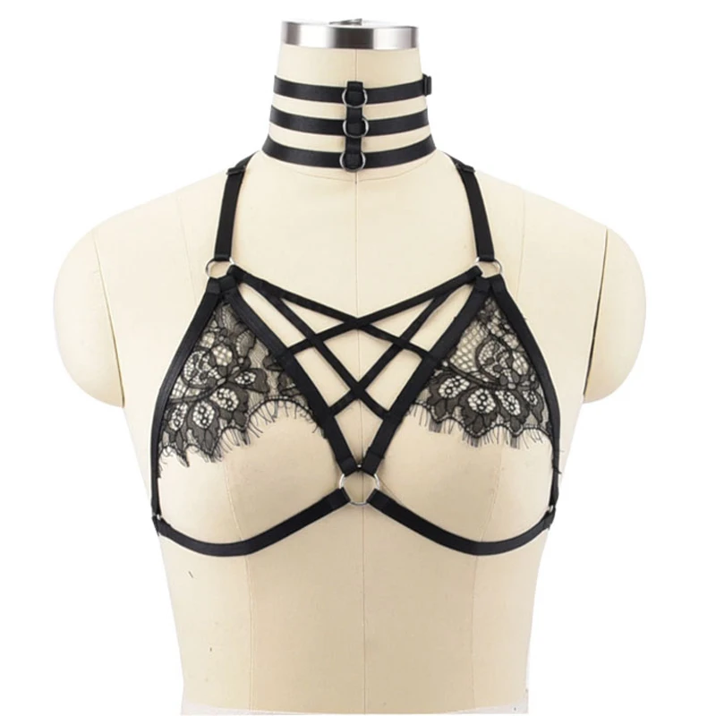 

Body Harness Belt Fetish Rave Wear Lace Cage Bra Sexy Bondage Harness Gothic Harajuku Women's Fashion Lingerie