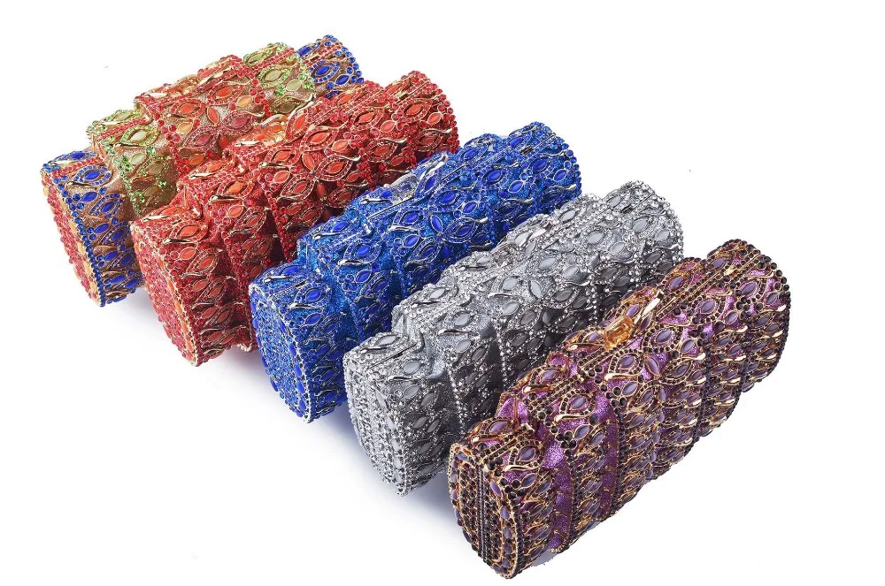 Роскошные вечерние сумочки зеленого/синего цвета с кристаллами для выпускного