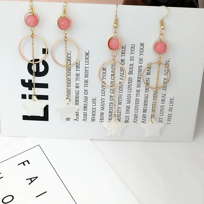 Бренд Grace Jun корейский стиль бусина звезда Крикл длинные на заколке на серьги без пирсинга для женщин Вечеринка Выпускной Шарм кисточкой серьги Новинка