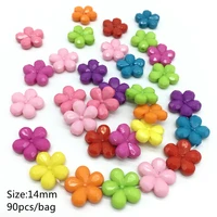 meideheng acrylic solid color five petals section flowers for jewelry accessories for childrens necklace to making 14mm90pcs