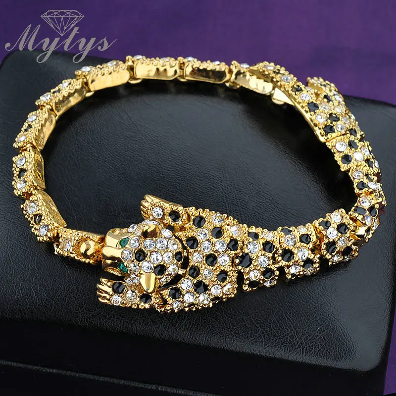 Женский браслет Mytys B308 B313 B501 с леопардовым принтом и кристаллами|link bracelet|bracelet