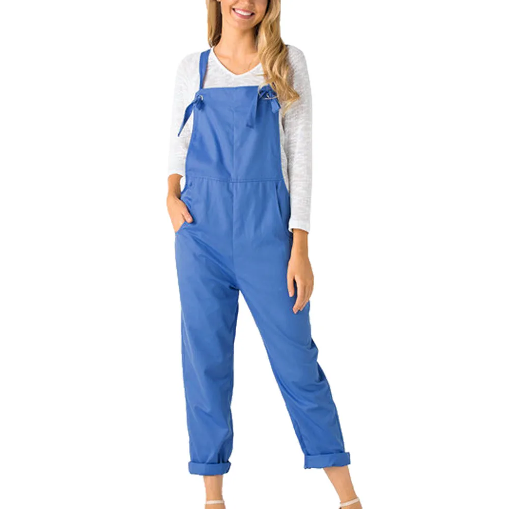 Women Jumpsuit Long Pants fashion overalls Dungarees Pockets Rompers Trousers combinaison femme bibs pants d90613 | Женская одежда