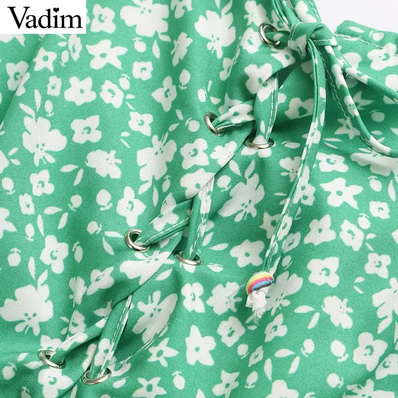 Вадим женщины цветочный принт мини платье квадратный воротник С симпатичным