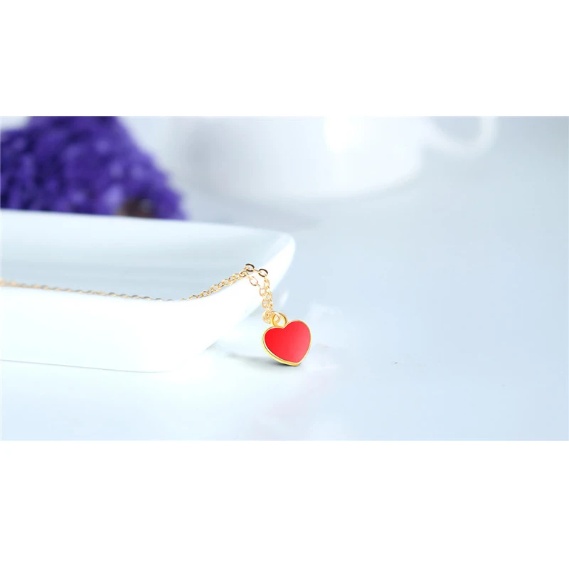Классическое ожерелье до ключицы с маленьким красным сердцем ювелирные изделия