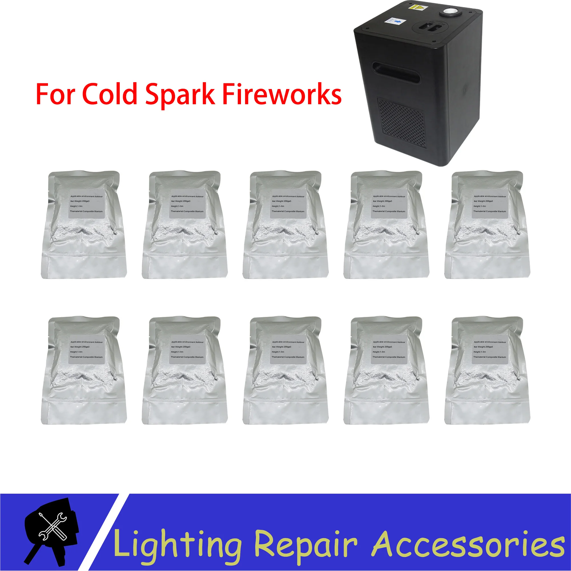 10 шт./партия TI порошок 200 г/пакет открытый холодный Spark Блестящий металлический титановый для холодного пламени сценический эффект пожарная машина порошок