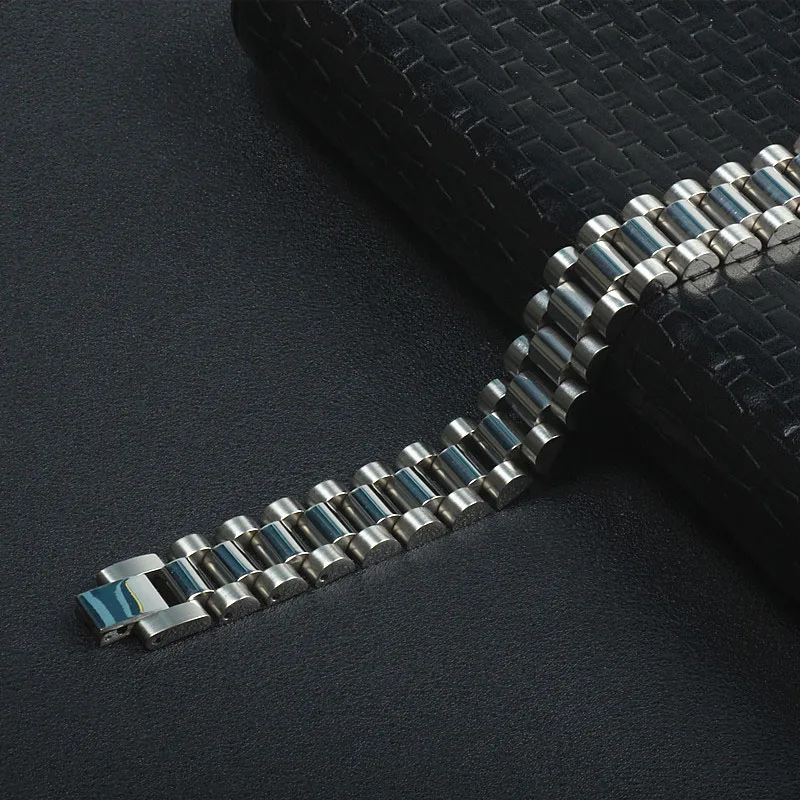 Мужской браслет из нержавеющей стали для наручных часов черный золотистый