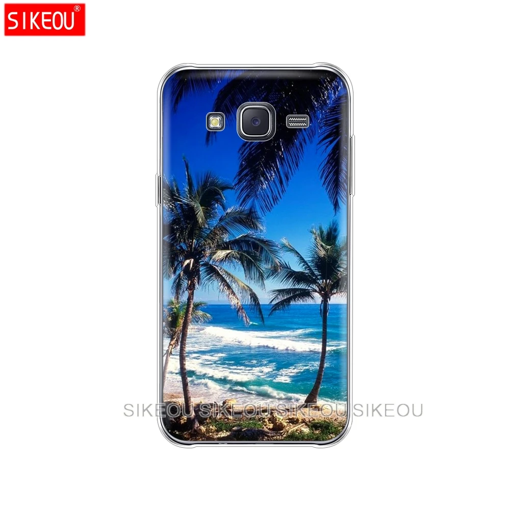 silicone cover phone case for Samsung Galaxy J1 J2 J3 J5 J7 MINI 2016 2015 prime summer Beach Scene at Sunset on sea Palm Tree | Мобильные