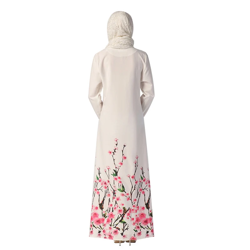 Uninice/с цветочным принтом abayas для Для женщин Изящные длинные мусульманское платье