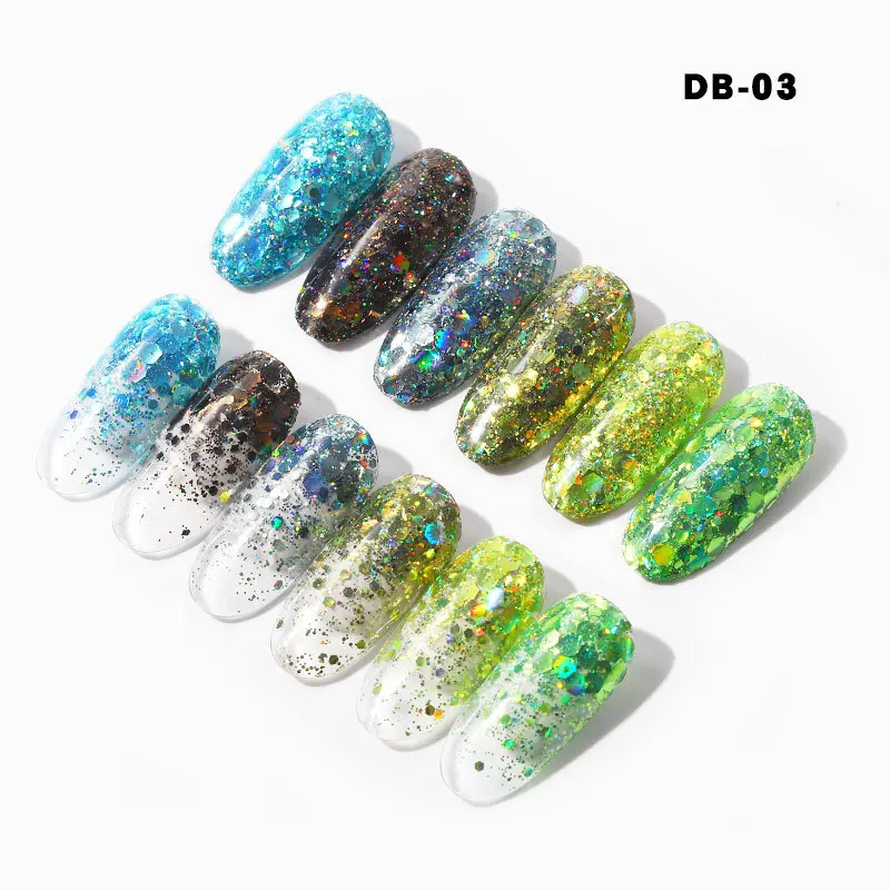 Голографические Блестки для ногтей в виде Русалочки 6 шт. блестки 3D шестиугольник