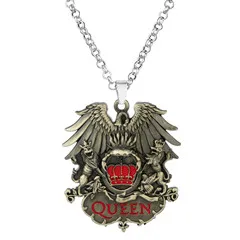 gold necklace United Kingdom Rock Band Queen Necklace Music Band Pendant Keychain Fashion Link Chain Necklaces for Women Men Fans Charm Gifts - Окраска металла: gold necklace