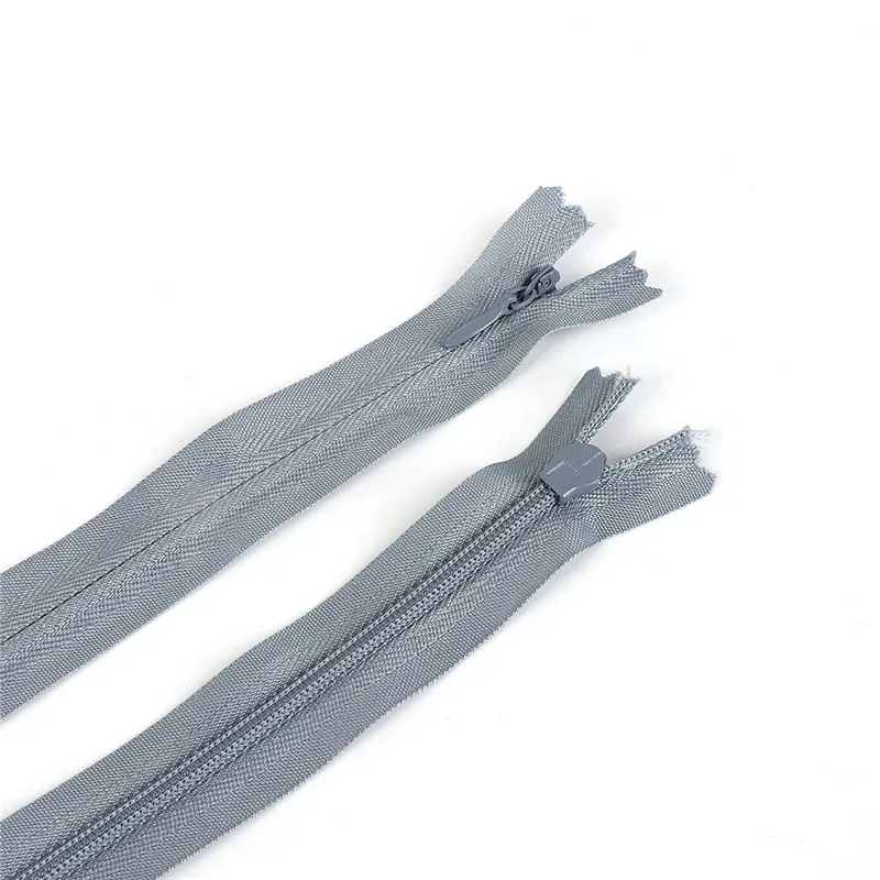 Grey 10 шт., 28 см, 35 см, 40 см, 50 см, 55 см, 60 см, длинные невидимые молнии фиолетового, оранжевого, зеленого, черного цвета, нейлоновая застежка-молния для шитья одежды - Цвет: Grey