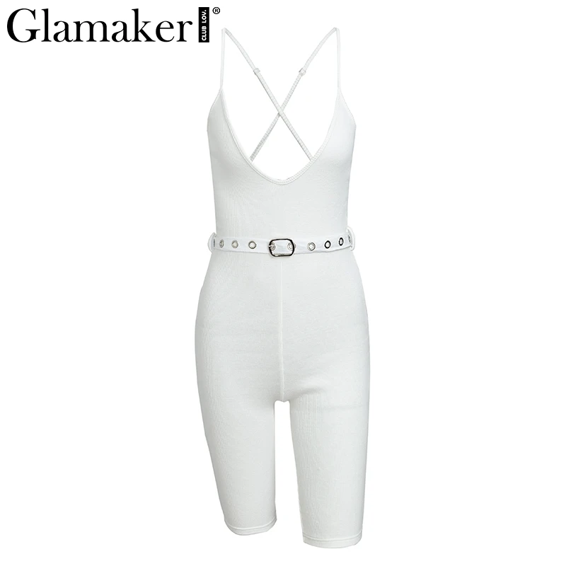 Женский Облегающий комбинезон Glamaker черный трикотажный ремешок комбинезона с