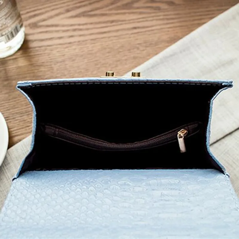 Аллигатора крокодиловой кожи мини небольшой Для женщин Crossbody сумка цепи женская