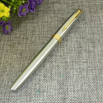 Silver ACMECN авторучка в 3 цветах офисная деловая пишущая жидкая чернильная ручка классический бренд стиль золотая отделка перьевые ручки перо 0,5 мм - Цвет: Silver