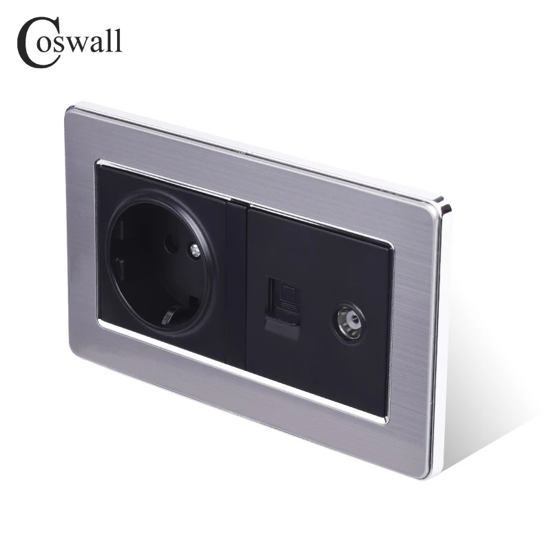 COSWALL настенная розетка стандарта ЕС + гнездовой разъем для телевизора с