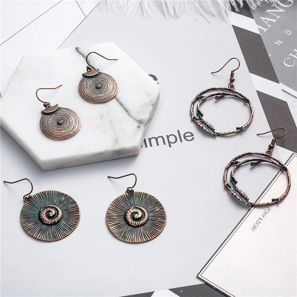 Exaggerate green metal alloy earrings for women Vintage leaf tassels earring Bohemia dangle drop moon flower branche big jewelry|earrings