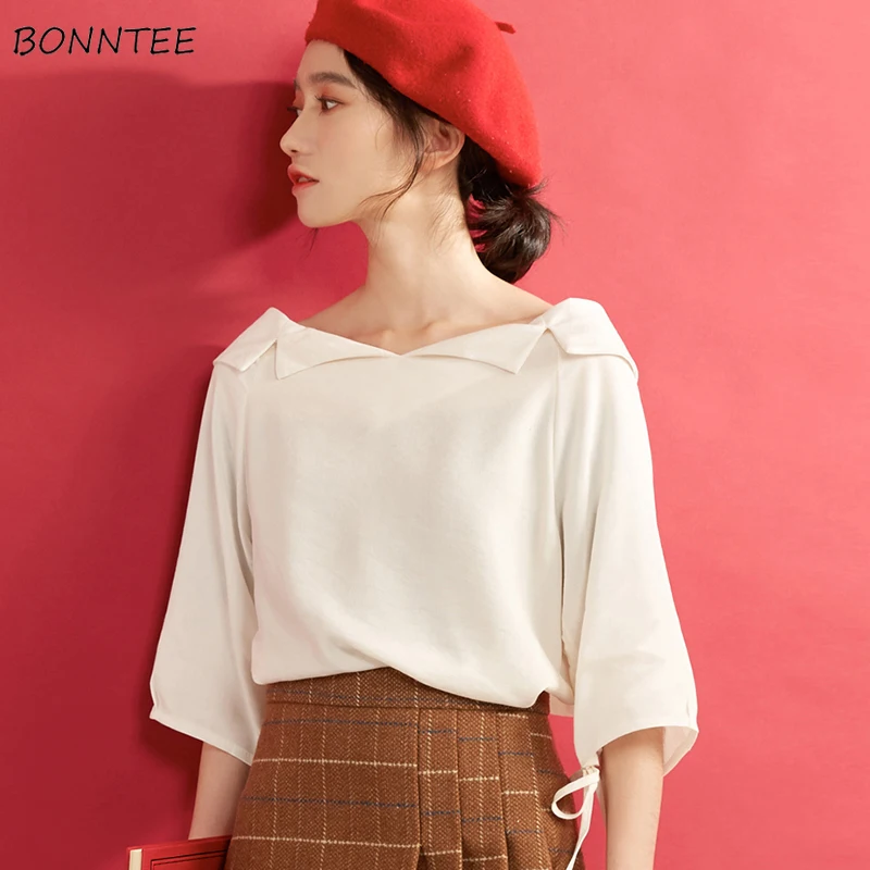 

Рубашки женские, в Корейском стиле, прямые, милые, школьные, женские, свободные, шифоновые, рубашка три четверти, женская, с бантом