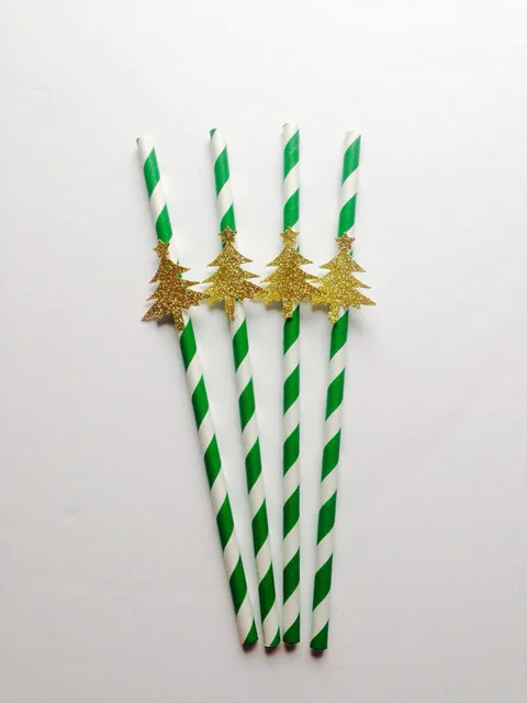 

glitter christmas tree Paper drinking Straws Wedding bridal baby birthday shower Bachelorette Drinks tea party straw24pcst