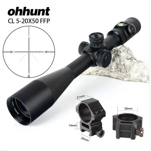 Ohhunt CL 5-20X50 FFP первый фокальный самолет охотничий прицел боковой Параллакс стекло гравированное сетка замок сброс область с пузырьковым уровнем