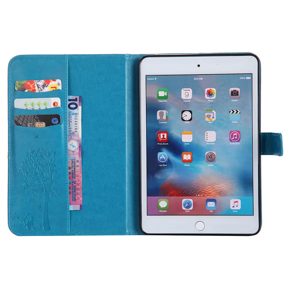 Для Apple iPad mini4 чехол Высокое качество из искусственной кожи Флип Стенд кошка дерево шаблон чехол s для iPad mini 4 Чехол Funda кожа оболочка