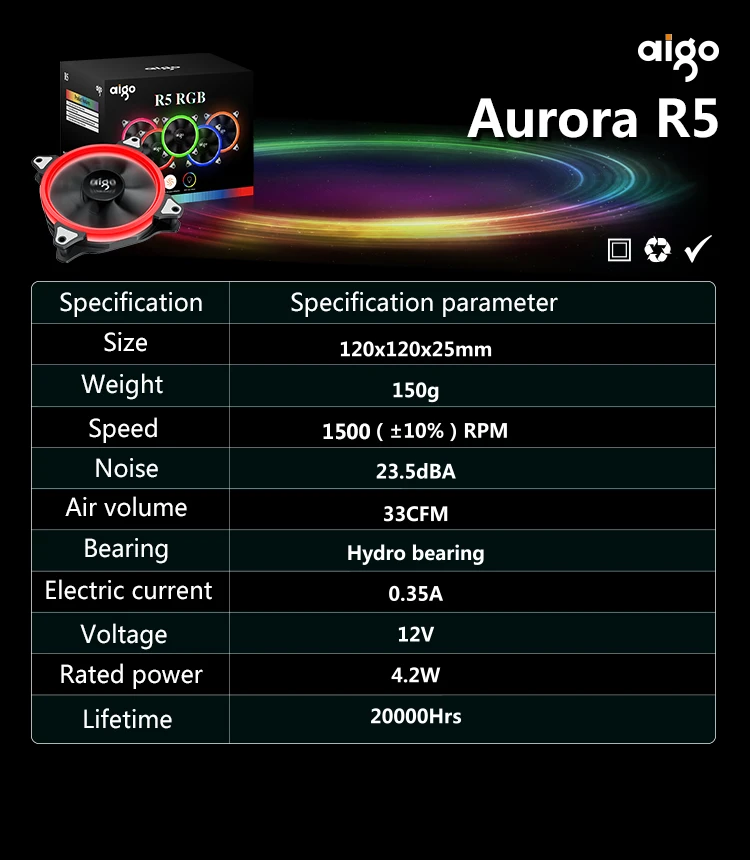 Aigo R5pro вентилятор 4 P-12 v aura sync вентиляторы компьютер desktop12cm вентилятор тихий ИК пульт дистанционного управления компьютер охлаждающий RGB чехол вентилятор