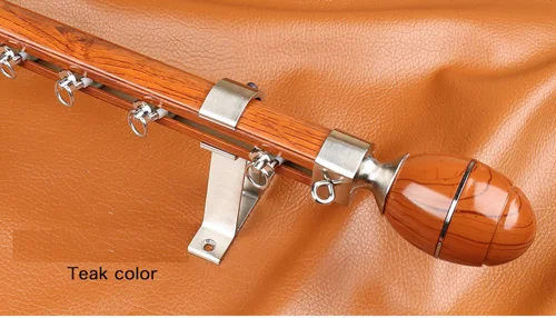 single rod Teak Высокое качество алюминиевый сплав карниз для занавесок Римский немой карниз для занавесок утолщенный однополюсный карниз аксессуары для занавесок - Цвет: single rod Teak