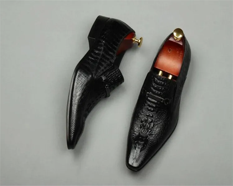 Мужские классические кожаные туфли Темно Синие Деловые с пряжкой на осень/зиму