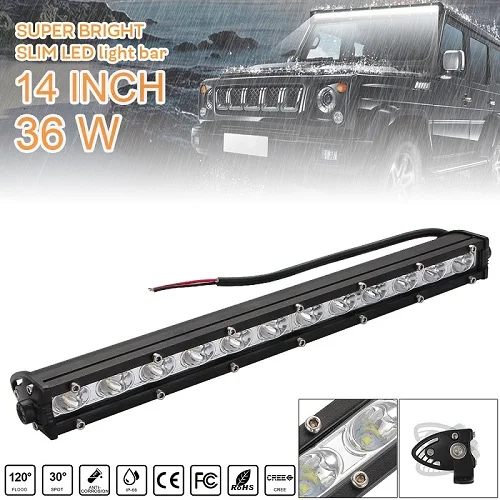 14 Inch 36W 8 14 20 26 Inch LED Strip Light Bar Single Row Off Road Lights 18w 36w 54w LED Work Light Bar for Jeeps/SUV/Motorcycles - Цвет: 14 Inch 36W