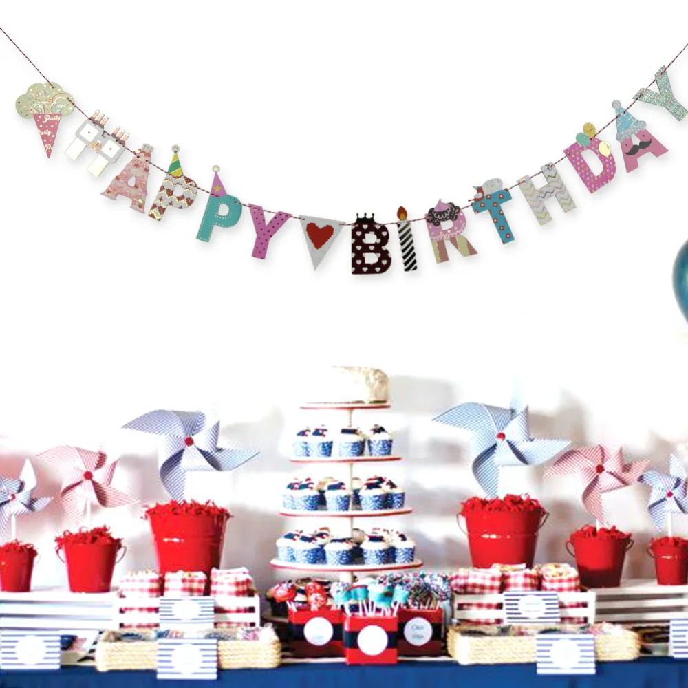Мультфильм Happy birthday баннер вечерние овсянка гирлянда из флажков детская День