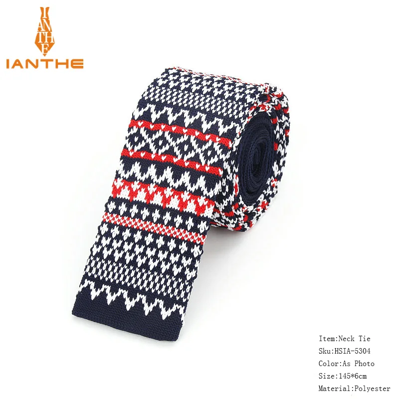 Мужской вязаный галстук с геометрическим узором облегающий Узкий Тонкий шейный