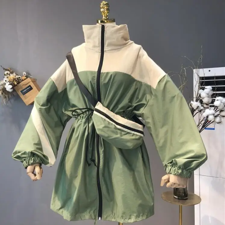 Женская Длинная ветровка в стиле пэчворк осенняя Базовая куртка Харадзюку