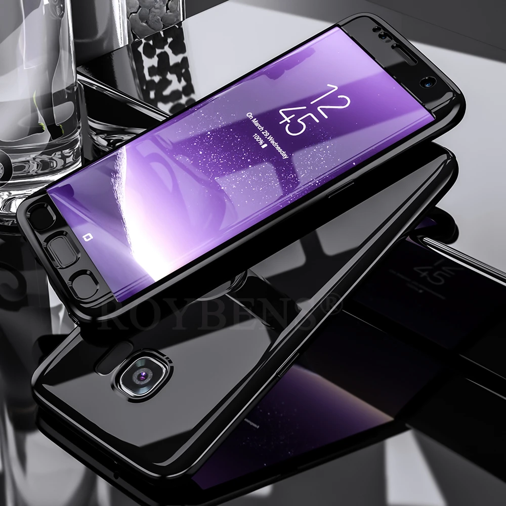 For Samsung Galaxy S7 Edge Case Roybens Luxury Ultra Thin Bling Mirror 360 Full Protection Cover 2 in 1 Armor |