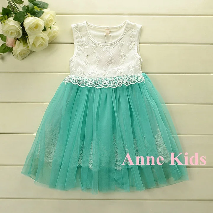 Платье принцессы для девочек детское кружевное платье без рукавов вышивка