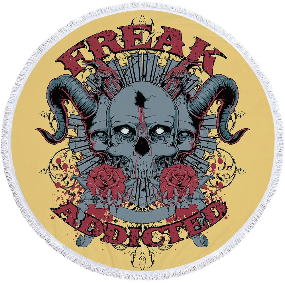 Круглое пляжное полотенце из микрофибры с принтом черепа пляжные полотенца для