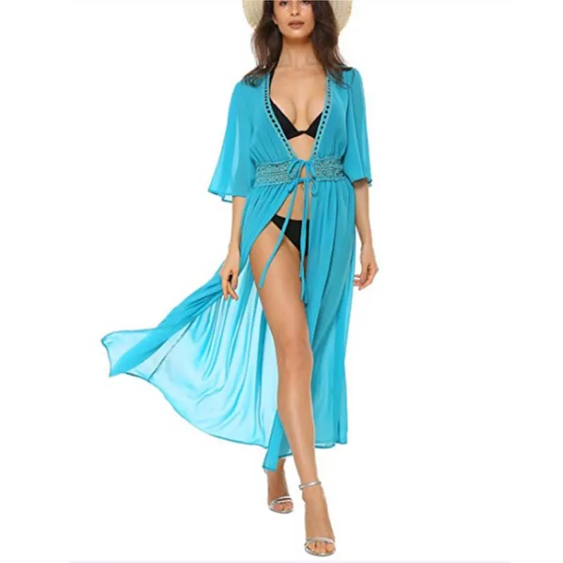 Женское пляжное платье кафтан Длинное Макси в стиле бохо с рукавом до локтя