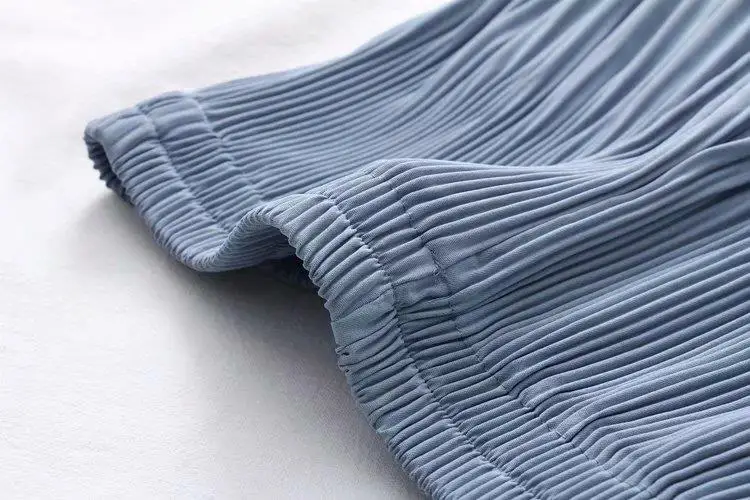 Pleated Plus Size 5XL Summer Calf-length Pants Thin Chiffon Pants Womens High Waist Slim Ladies Trousers Elastic Waist PantsA342